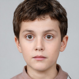 Neutral white child male with short  brown hair and brown eyes