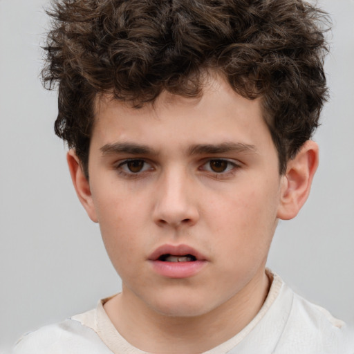 Neutral white child male with short  brown hair and brown eyes