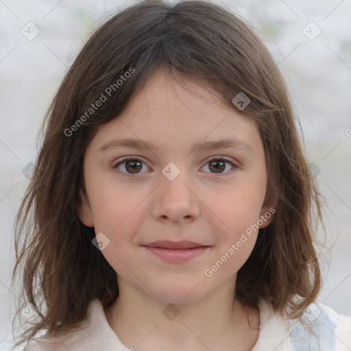 Neutral white child female with medium  brown hair and brown eyes