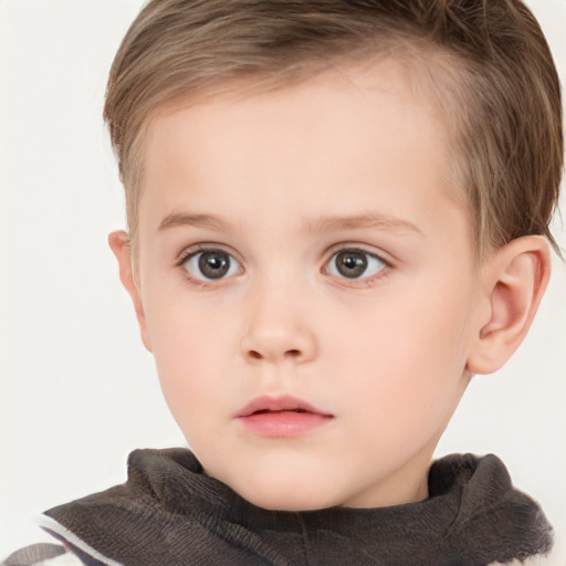 Neutral white child female with short  brown hair and brown eyes