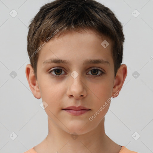 Neutral white child male with short  brown hair and brown eyes