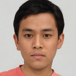 Neutral asian young-adult male with short  brown hair and brown eyes