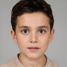 Neutral white child male with short  brown hair and brown eyes