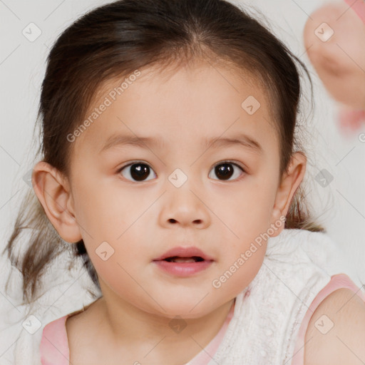 Neutral white child female with medium  brown hair and brown eyes