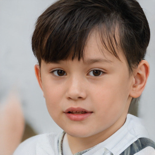 Neutral white child female with short  brown hair and brown eyes