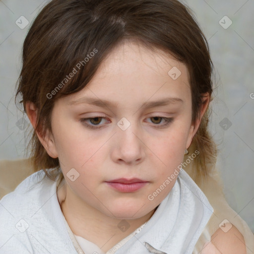 Neutral white child female with medium  brown hair and brown eyes