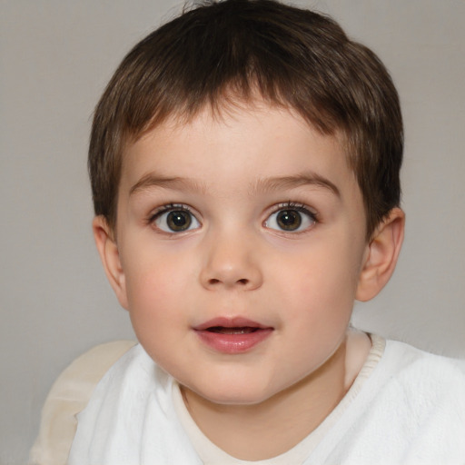 Neutral white child male with short  brown hair and brown eyes