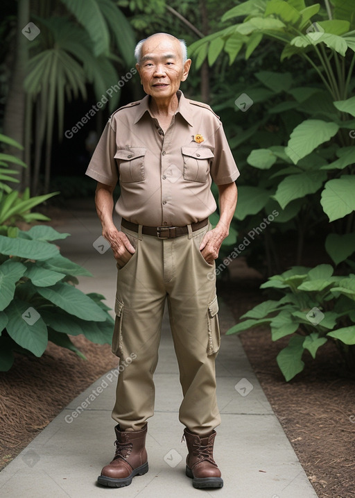 Vietnamese elderly male with  brown hair