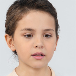 Neutral white child female with medium  brown hair and brown eyes