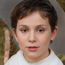 Neutral white child female with short  brown hair and brown eyes