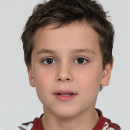 Neutral white child male with short  brown hair and brown eyes