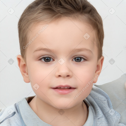 Neutral white child female with short  brown hair and brown eyes