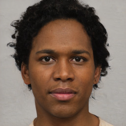 Neutral black young-adult male with short  brown hair and brown eyes