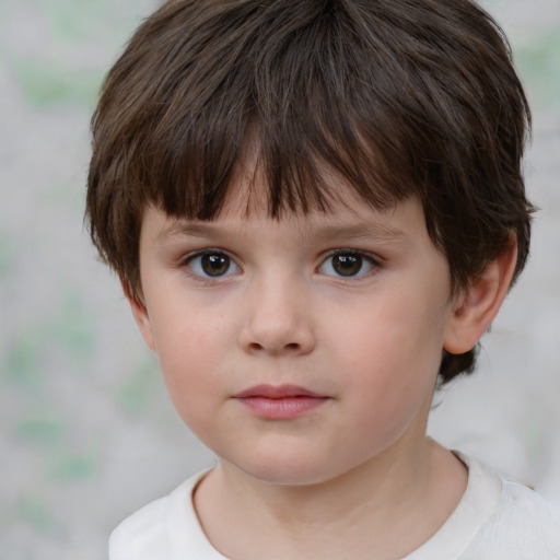 Neutral white child female with short  brown hair and brown eyes