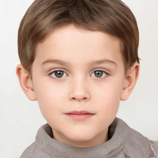 Neutral white child male with short  brown hair and brown eyes