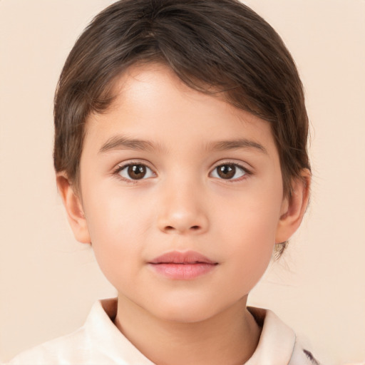 Neutral white child female with medium  brown hair and brown eyes