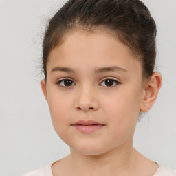 Neutral white child female with short  brown hair and brown eyes