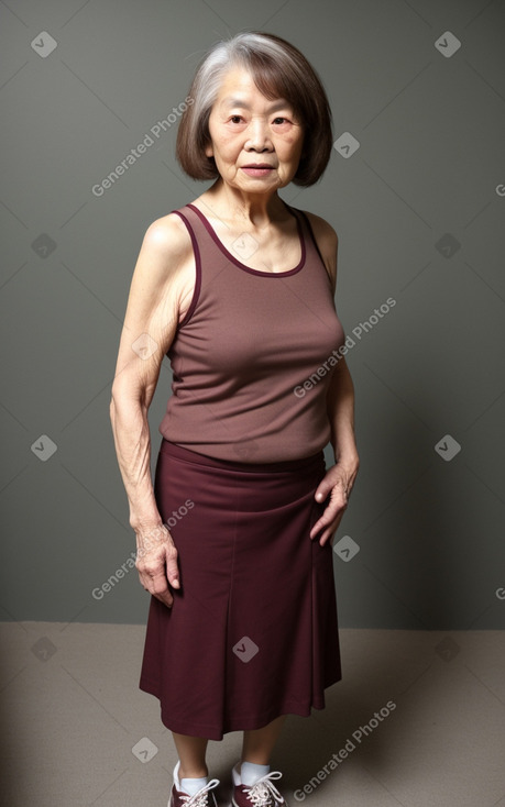 Chinese elderly female with  brown hair