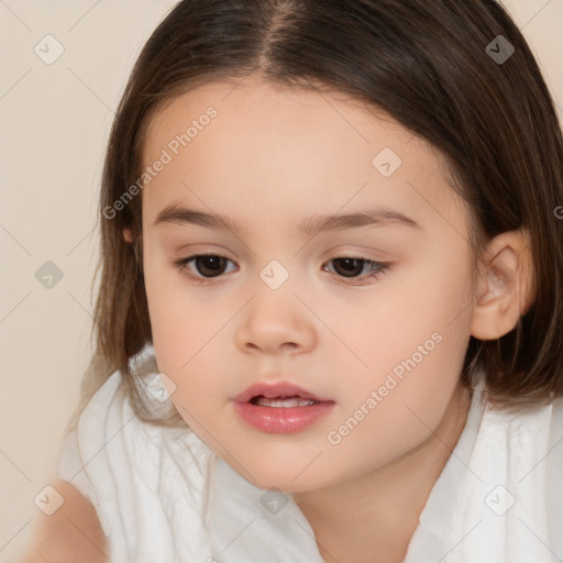 Neutral white child female with medium  brown hair and brown eyes