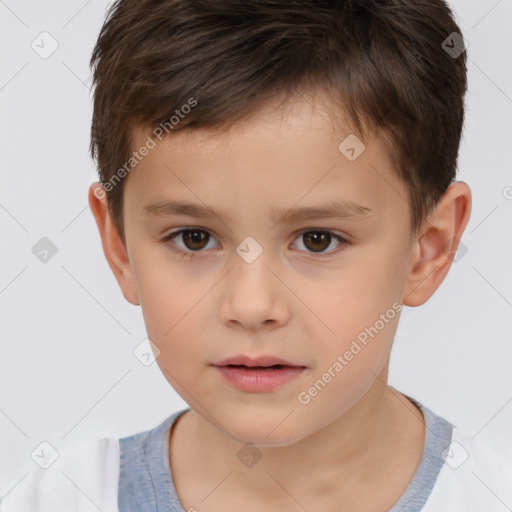 Neutral white child male with short  brown hair and brown eyes