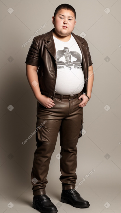 Mongolian teenager boy with  brown hair