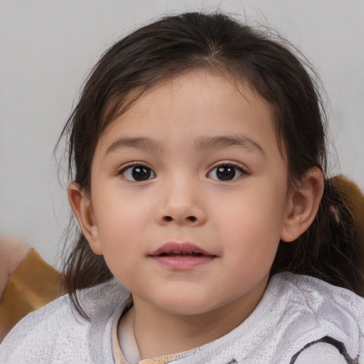 Neutral white child female with medium  brown hair and brown eyes