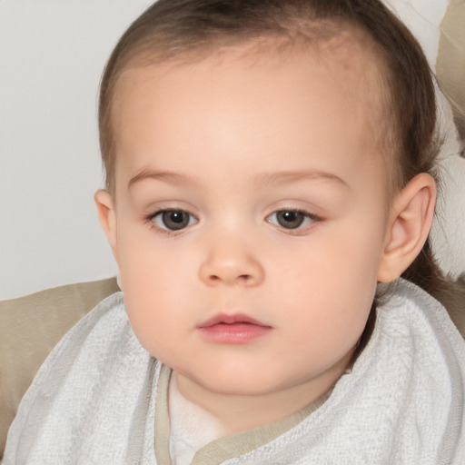 Neutral white child female with short  brown hair and brown eyes