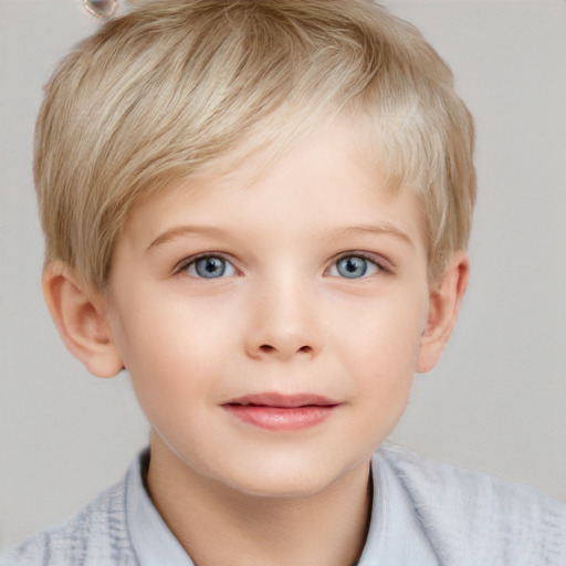 Neutral white child male with short  brown hair and grey eyes