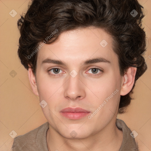 Neutral white young-adult male with medium  brown hair and brown eyes