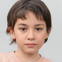 Neutral white child female with short  brown hair and brown eyes