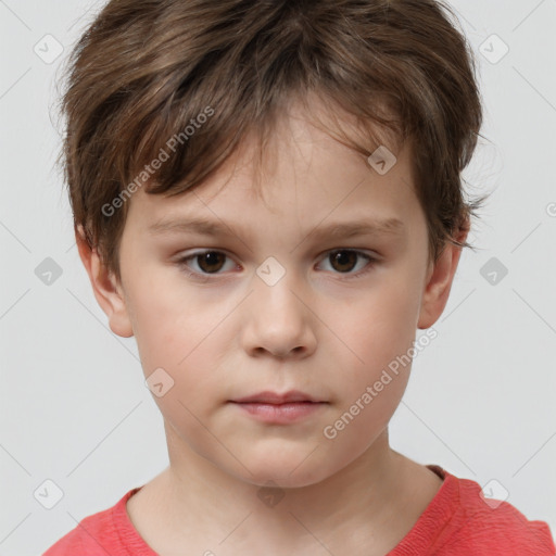 Neutral white child male with short  brown hair and brown eyes