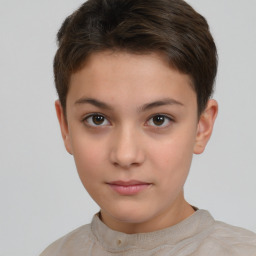 Neutral white child female with short  brown hair and brown eyes