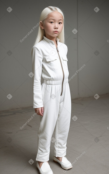 Mongolian child girl with  white hair