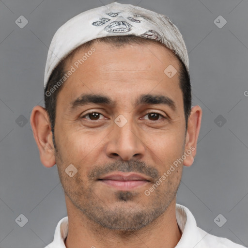 Neutral white adult male with short  brown hair and brown eyes