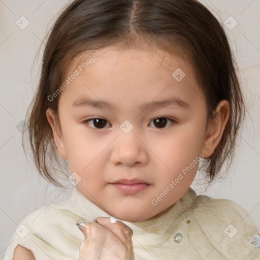 Neutral white child female with medium  brown hair and brown eyes