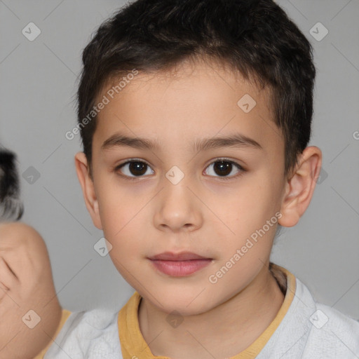 Neutral white child male with short  brown hair and brown eyes