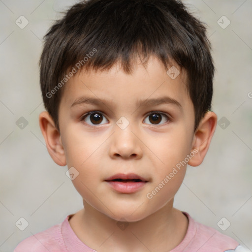 Neutral white child male with short  brown hair and brown eyes