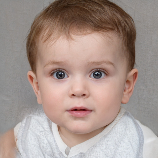 Neutral white child female with short  brown hair and blue eyes