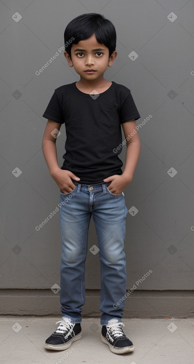 Nepalese child boy with  black hair