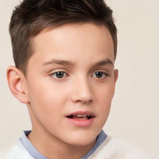 Neutral white child male with short  brown hair and brown eyes