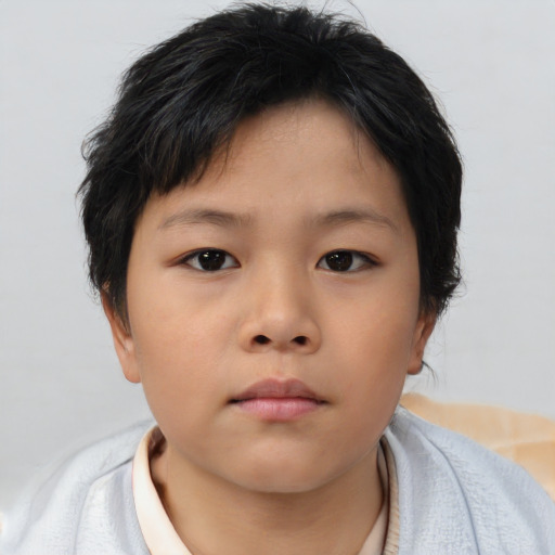 Neutral asian child female with short  brown hair and brown eyes