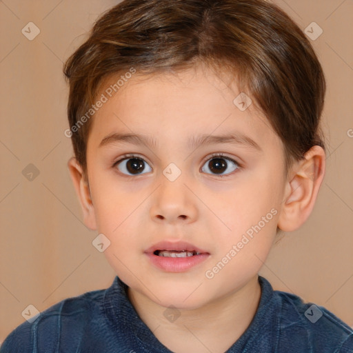 Neutral white child male with medium  brown hair and brown eyes