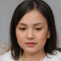 Neutral white child female with medium  brown hair and brown eyes