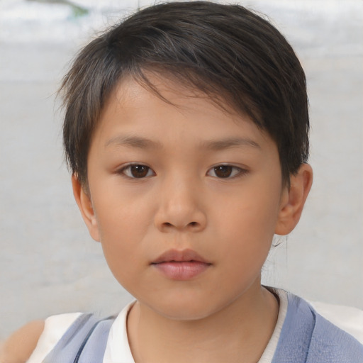 Neutral asian child female with short  brown hair and brown eyes