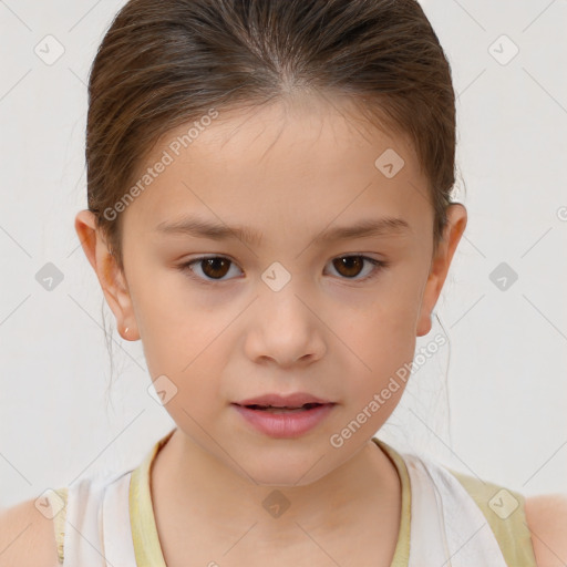 Neutral white child female with medium  brown hair and brown eyes