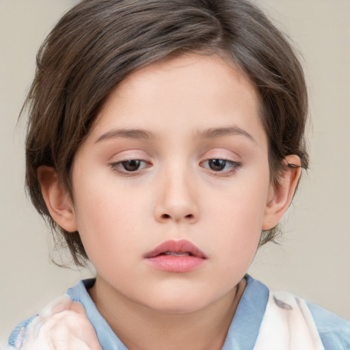 Neutral white child female with medium  brown hair and brown eyes