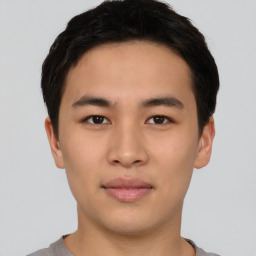 Neutral asian young-adult male with short  brown hair and brown eyes