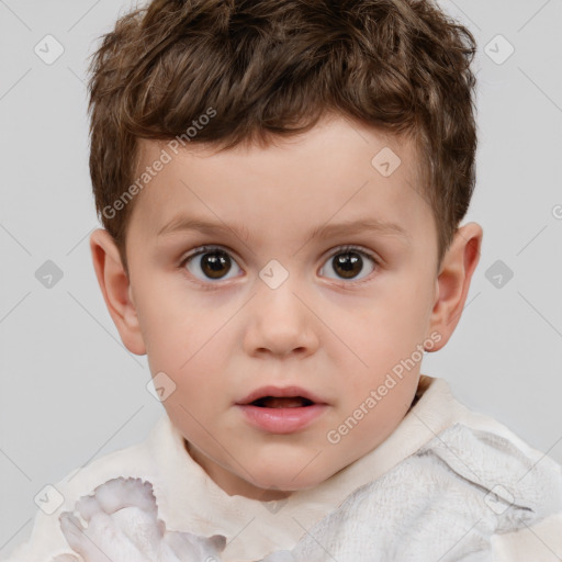 Neutral white child male with short  brown hair and brown eyes