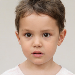 Neutral white child male with short  brown hair and brown eyes