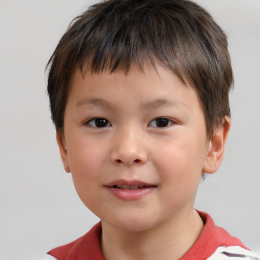 Neutral white child male with short  brown hair and brown eyes